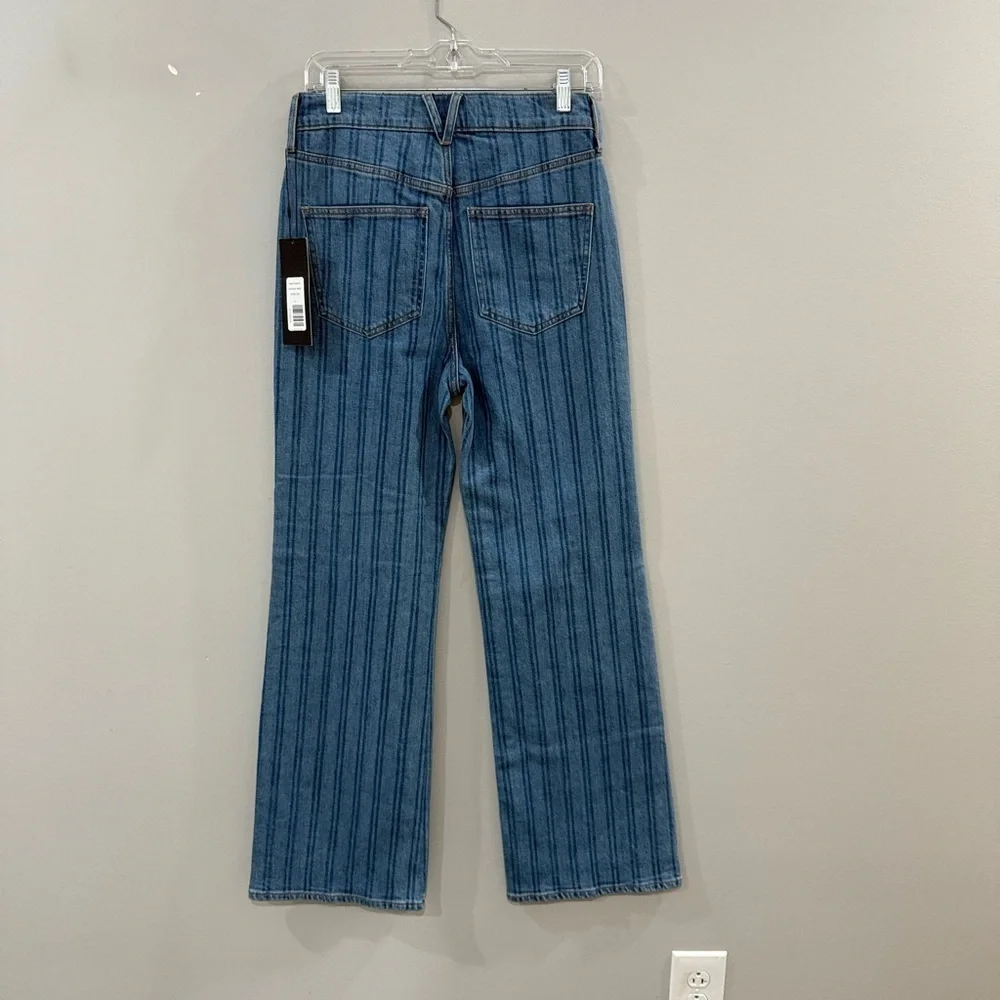 NWT Veronica Beard Jeans Crosbie Wide Leg Loafer in Sapphire Stripe Blue